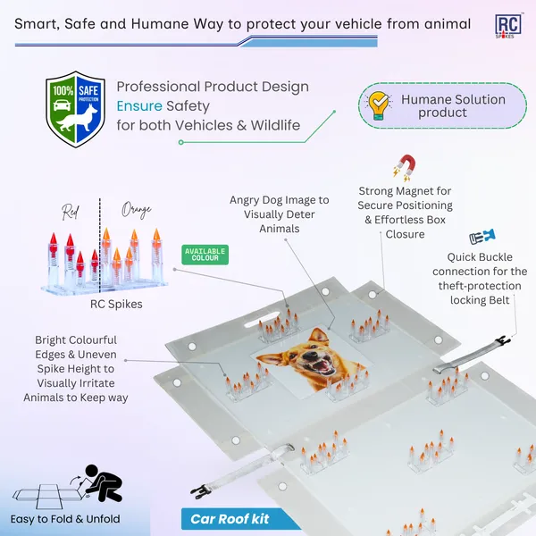 HONDA_ELEVATE_Orange_Car_Protection_Spikes_|_Smart,_Safe_&_Humane_way_to_Deter_Animals_|_Roof_&_Bonnet_Protection_from_Dogs_&_Monkeys_|_Magnetic_Holding_&_Box_Closure_|_Anti-Theft_&_Scratch_Protection_|_Foldable_In-Built_Plastic_Box