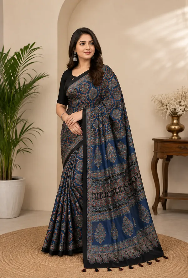 Blue_Ajrakh_Handblock_Modal_Silk_Saree_with_Matching_Blouse_Piece_for_Women