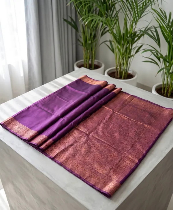 Copper_and_Purple_Kanjivaram_Saree_For_Women_With_Matching_Blouse_Piece