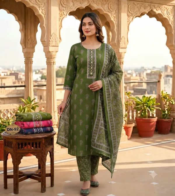 Unstitched_Green_Printed_Women’s_Ethnic_Wear_Salwar_Suit_Set_with_Dupatta