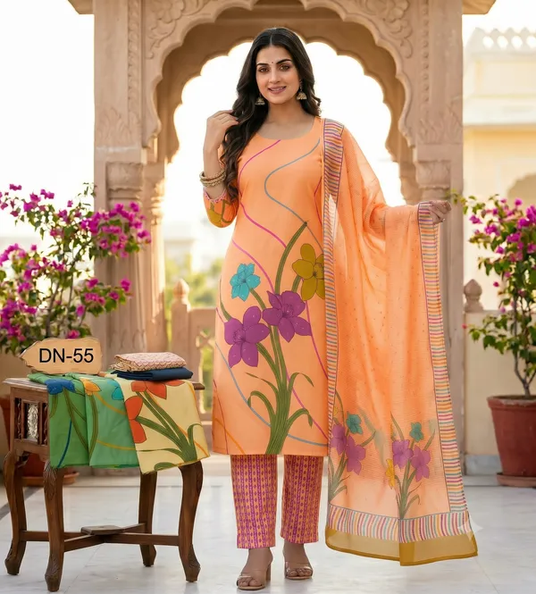 Unstitched_Orange_Printed_Women’s_Ethnic_Wear_Salwar_Suit_Set_with_Dupatta