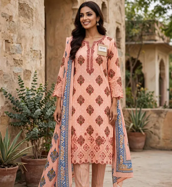 Unstitched_Peach_Printed_Women’s_Ethnic_Wear_Salwar_Suit_Set_with_Dupatta