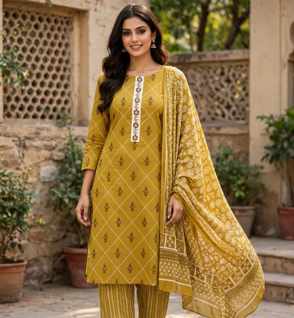 Unstitched_Yellow_Printed_Women’s_Ethnic_Wear_Salwar_Suit_Set_with_Dupatta