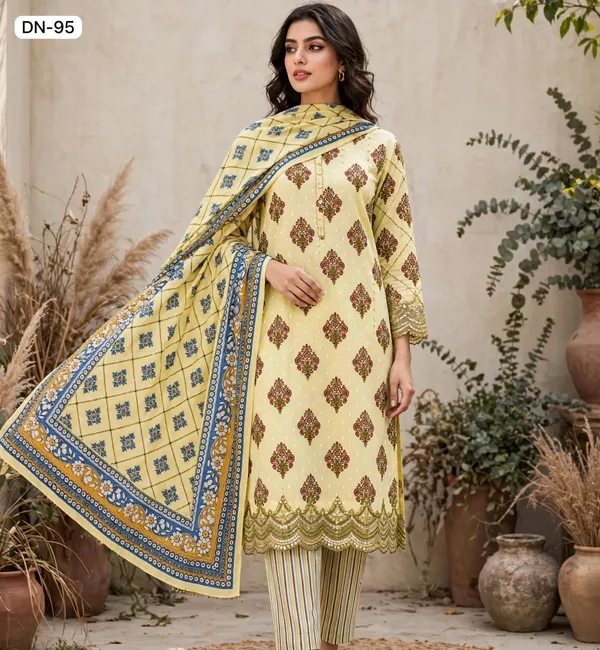 Unstitched_Yellow_Printed_Women’s_Ethnic_Wear_Salwar_Suit_Set_with_Dupatta