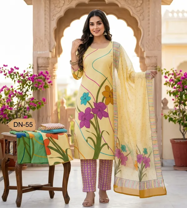 Unstitched_Yellow_Printed_Women’s_Ethnic_Wear_Salwar_Suit_Set_with_Dupatta