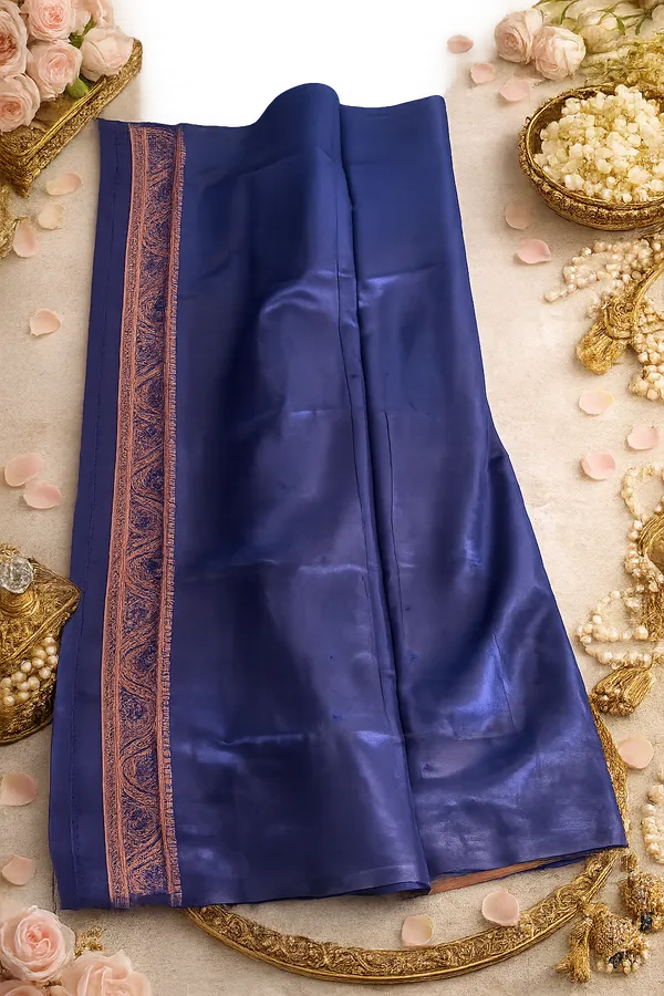 Bluish_Grey_and_Violet_with_Leaf_Design_Saree_With_Matching_Blouse_Piece