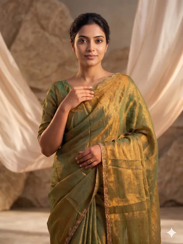 Mehendi_Green_Saree_For_Women_With_Matching_Blouse_Piece