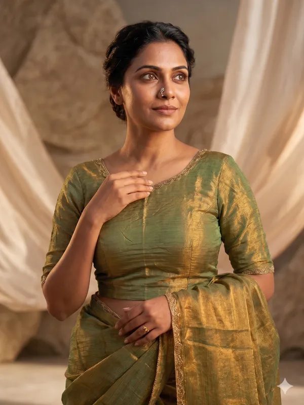Mehendi_Green_Saree_For_Women_With_Matching_Blouse_Piece