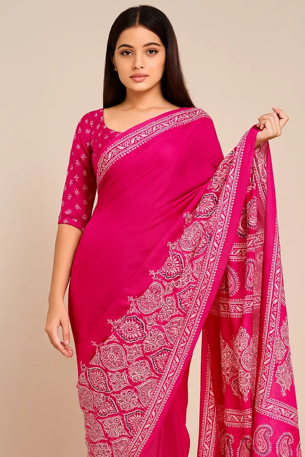 Pink_Italian_Silk_Saree_For_Women_With_Matching_Blouse_Piece