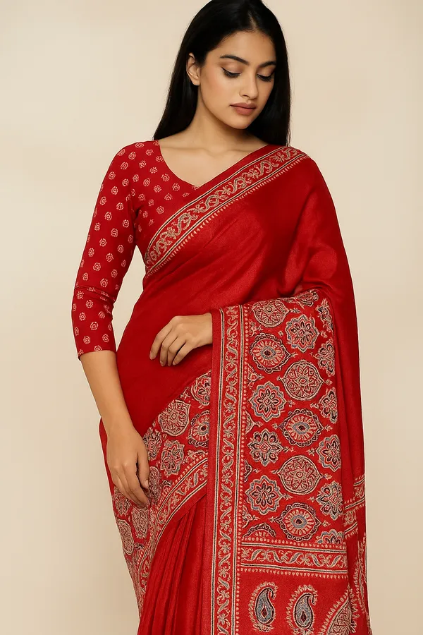 Red_Silk_Saree_For_Women_With_Matching_Blouse_Piece