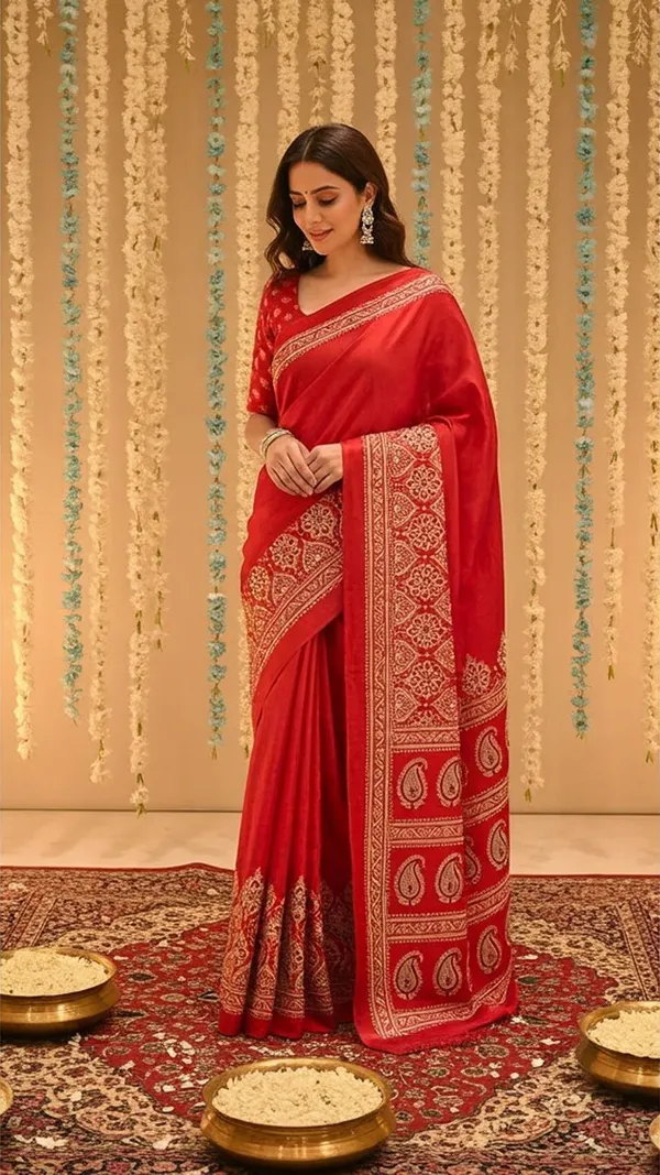 Red_Silk_Saree_For_Women_With_Matching_Blouse_Piece