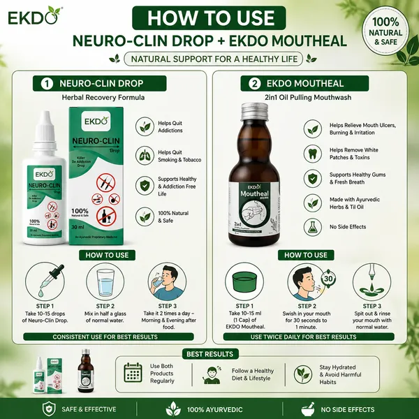 EKDO_Oral_Care_&_Natural_Recovery_Combo_|_Neuro-Clin_Drop_(30ml)_+_Moutheal_2-in-1_Oil_Pulling_Mouthwash_(200ml)_+_FREE_Ayurvedic_Dant_Manjan_|_Herbal_Wellness_Combo