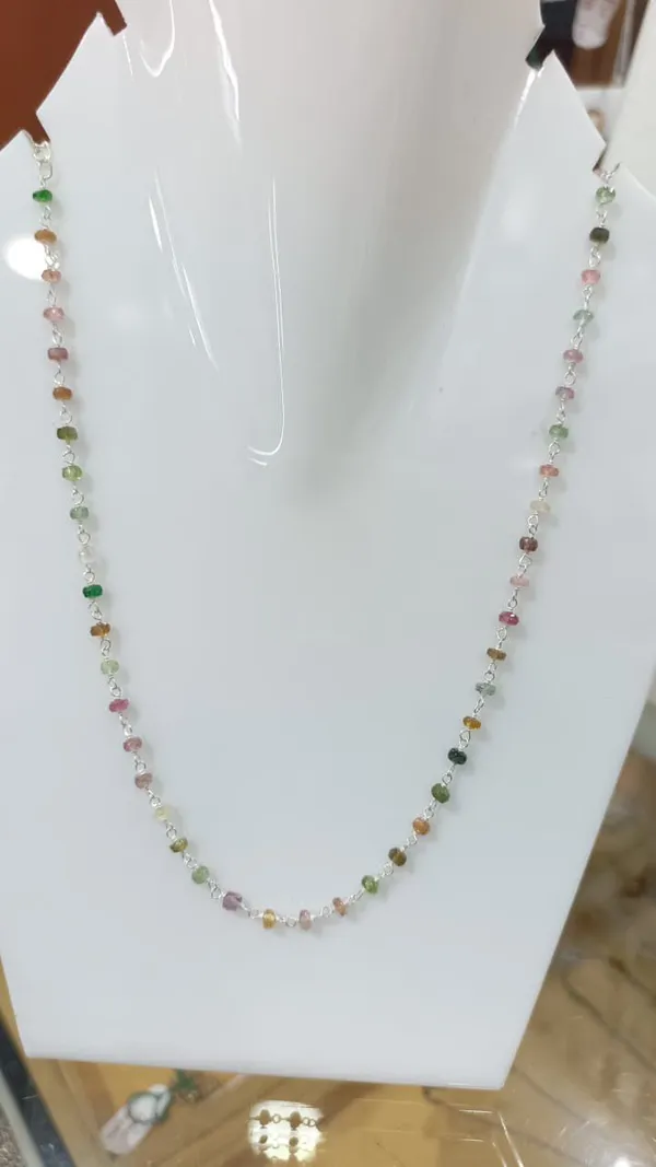 925_Silver_Jewellery_Multicolor_Tourmaline_Crystal_Beaded_Necklace_For_Women