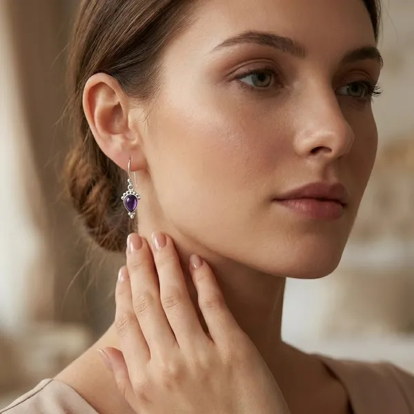 925_Silver_Jewellery_Purple_Amethyst_Sterling_Silver_Gemstone_Drop_Earrings_For_Women