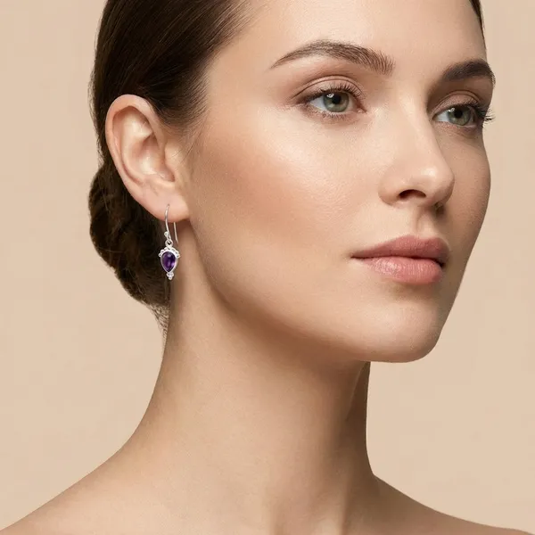 925_Silver_Jewellery_Purple_Amethyst_Sterling_Silver_Gemstone_Drop_Earrings_For_Women