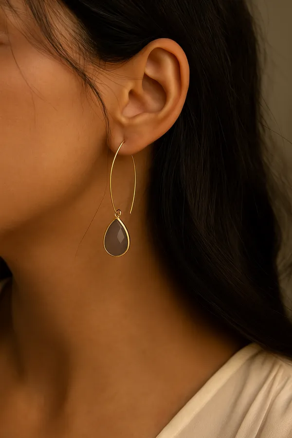 925_Silver_Jewellery_Grey_Labradorite_Gold_Tone_Teardrop_Dangle_Earrings_For_Women