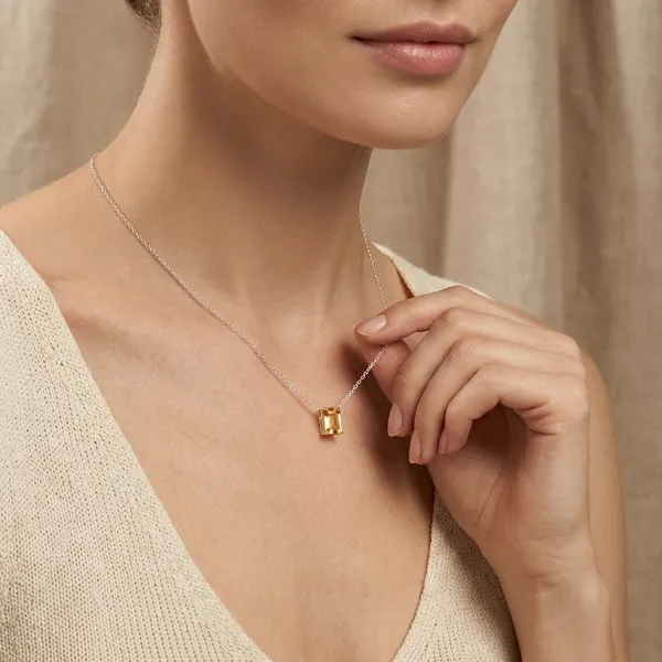 925_Silver_Jewellery_Yellow_Citrine_Elegant_Pendant_Necklace_For_Women