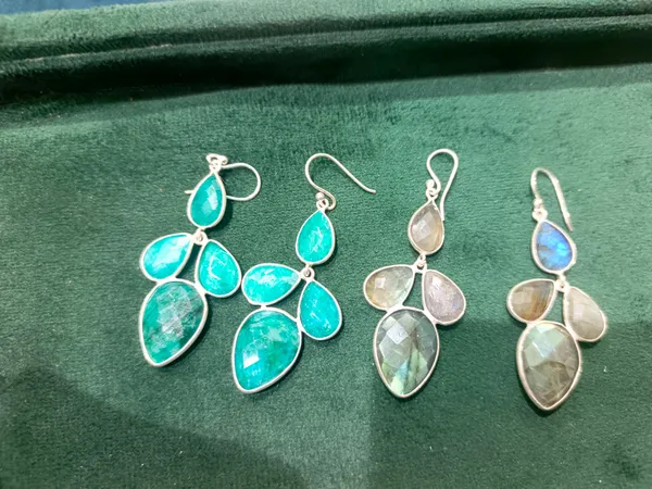 925_Silver_Jewellery_Grey_Labradorite_Blue_Stone_Silver_Tone_Chandelier_Earrings_For_Women