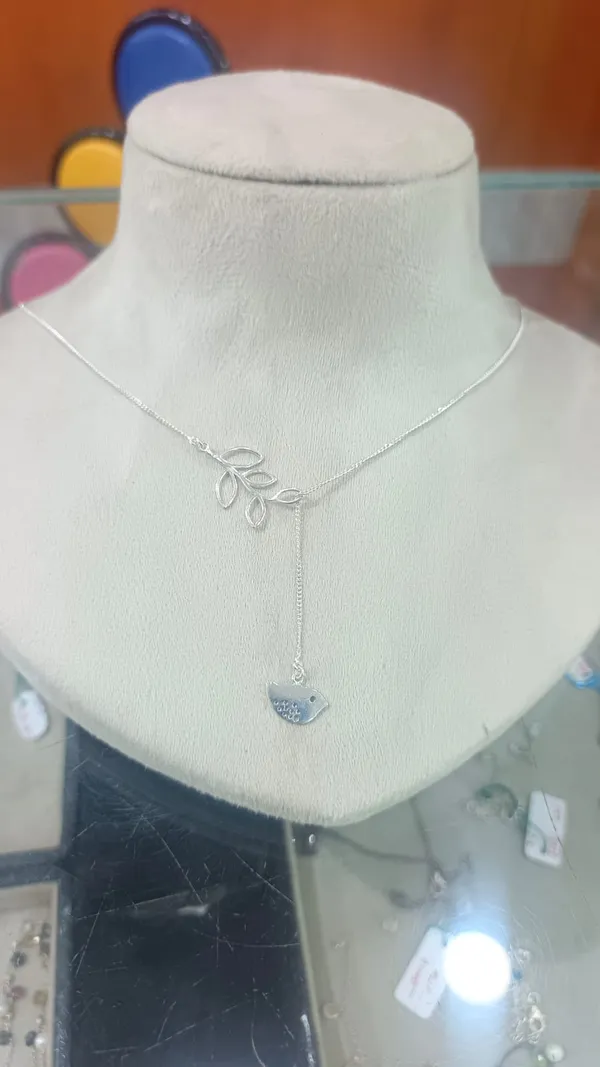 925_Silver_Jewellery_Silver_Leaf_Bird_Pendant_Necklace_For_Women