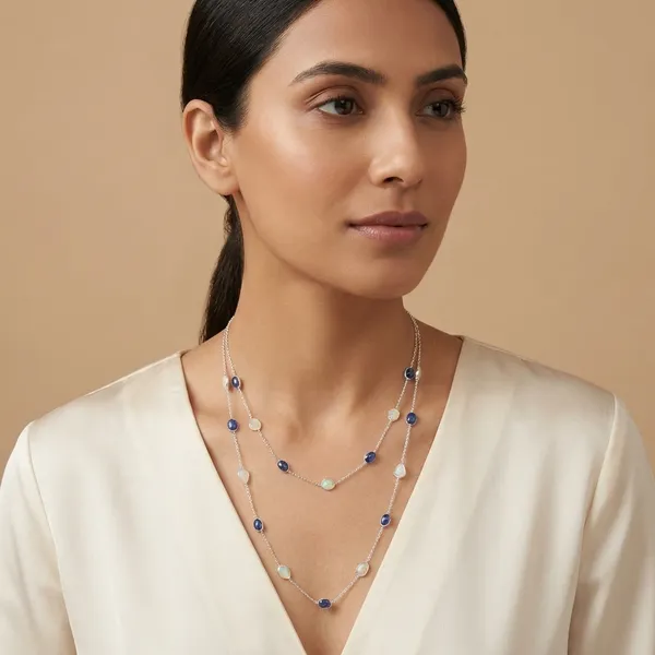925_Silver_Jewellery_Blue_Sapphire_Opal_Stone_Long_Chain_Necklace_For_Women