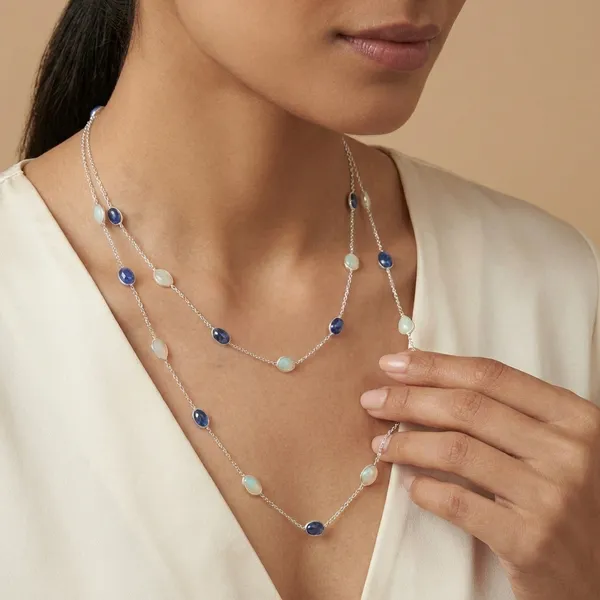 925_Silver_Jewellery_Blue_Sapphire_Opal_Stone_Long_Chain_Necklace_For_Women