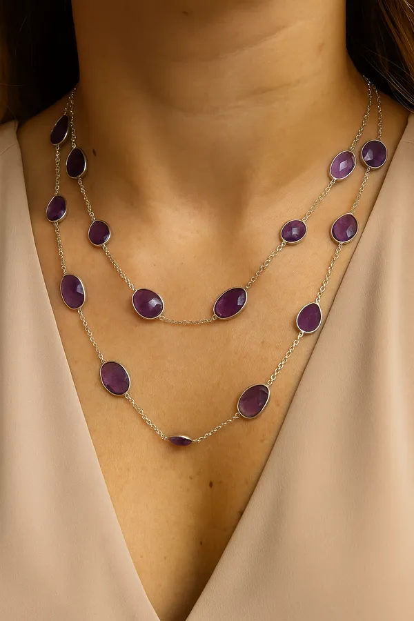 925_Silver_Jewellery_Purple_Amethyst_Long_Chain_Necklace_For_Women