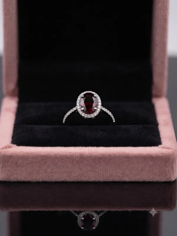 925_Silver_Jewellery_Garnet_ring_with_CZ_setting