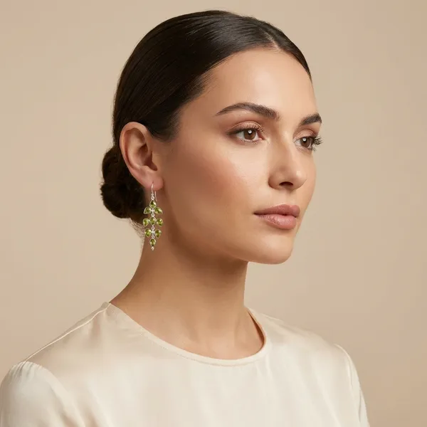 925_Silver_Jewellery_Green_Peridot_Silver_Chandelier_Earrings_For_Women