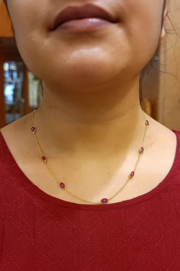 925_Silver_Jewellery_Red_Ruby_Stone_Chain_Necklace_For_Women