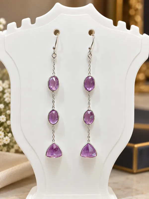 925_SILVER_JEWELLERY_AMETHYST_DANGING_EARRINGS_