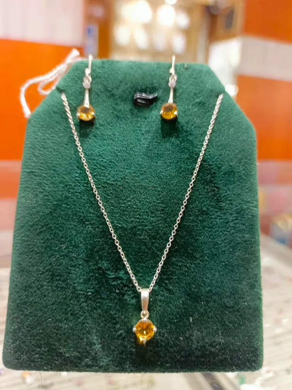 925_SILVER_JEWELLERY_CITRIN_PENDENT_SET_