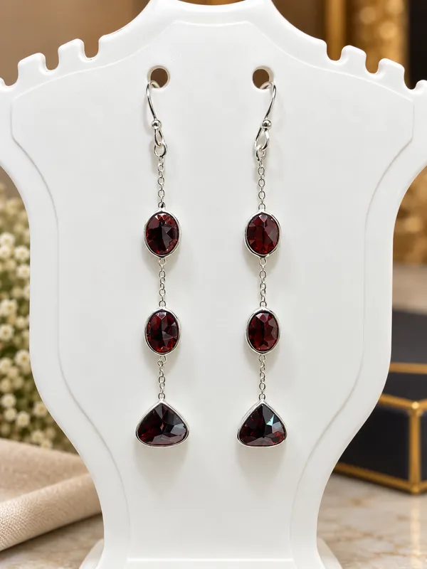 925_SILVER_JEWELLERY_GARNET_DANGLING_EARRINGS_