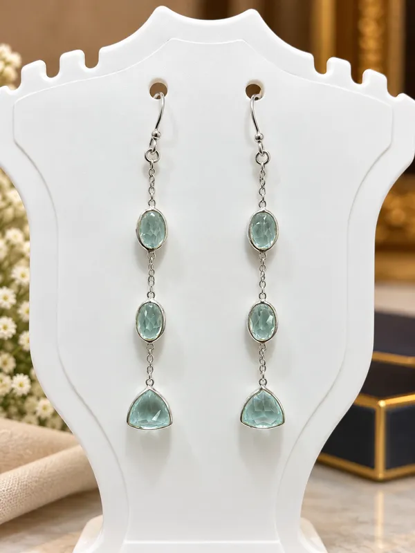 925_SILVER_JEWLLERY_BLUE_TOPAZ_DANGLING_EARRINGS_