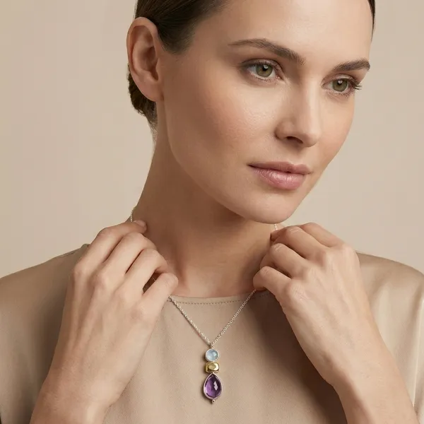925_Silver_Jewellery_Purple_Amethyst_Yellow_Citrine_Multi_Gemstone_Pendant_Necklace_For_Women