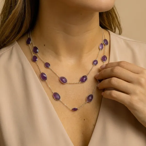 925_Silver_Jewellery_Purple_Amethyst_Long_Chain_Necklace_For_Women
