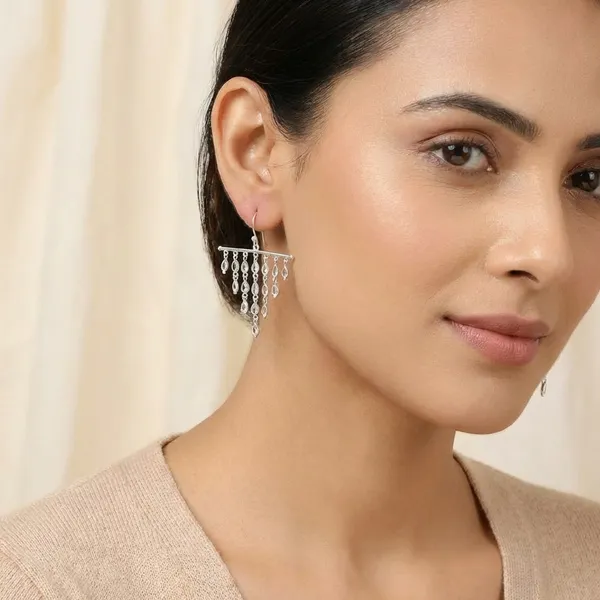 925_Silver_Jewellery_Blue_Topaz_Silver_Multi_Strand_Waterfall_Dangle_Earrings_For_Women