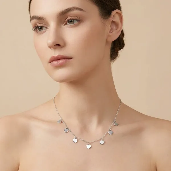 925_Silver_Jewellery_Silver_Heart_Charm_Delicate_Chain_Necklace_For_Women