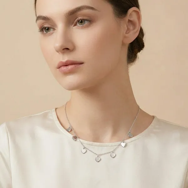 925_Silver_Jewellery_Silver_Heart_Charm_Delicate_Chain_Necklace_For_Women