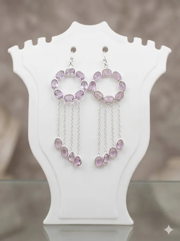 925_Silver_Jewellery_Amethyst_Dangling_Earings