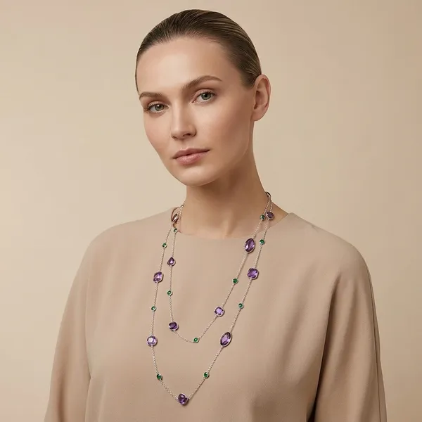 925_Silver_Jewellery_Amethyst_Emeraled_Long_chain