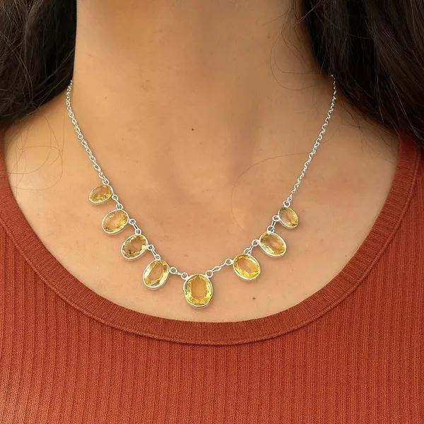925_Silver_Jewellery_Yellow_Citrine_Silver_Chain_Necklace_For_Women