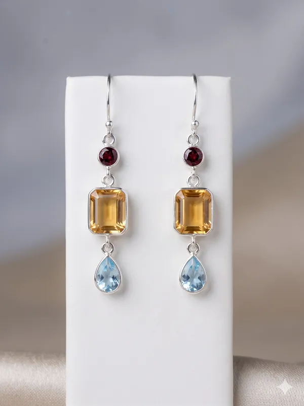 925_Silver_Jewellery_Citrin_Blue_Topz_Earings