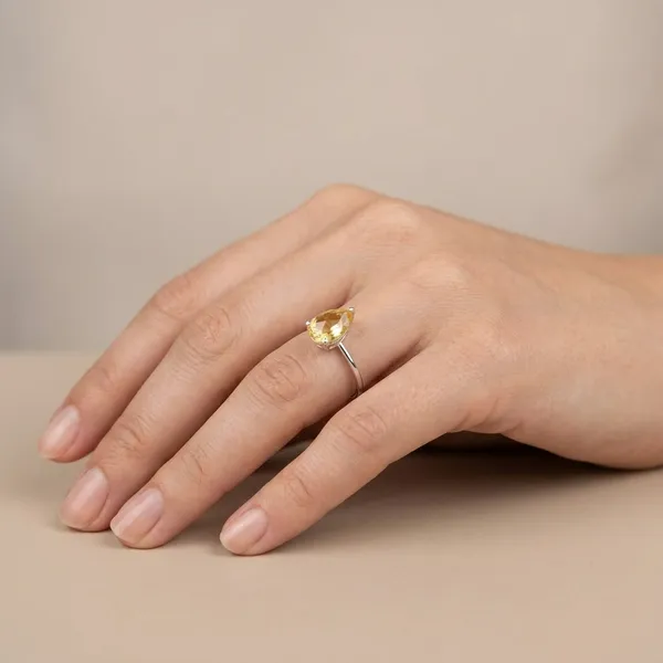 925_Silver_Jewellery_Citrin_Teardrop_Minimal_Ring