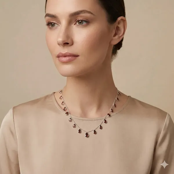925_Silver_Jewellery_Garnet_Teardrop_neckless