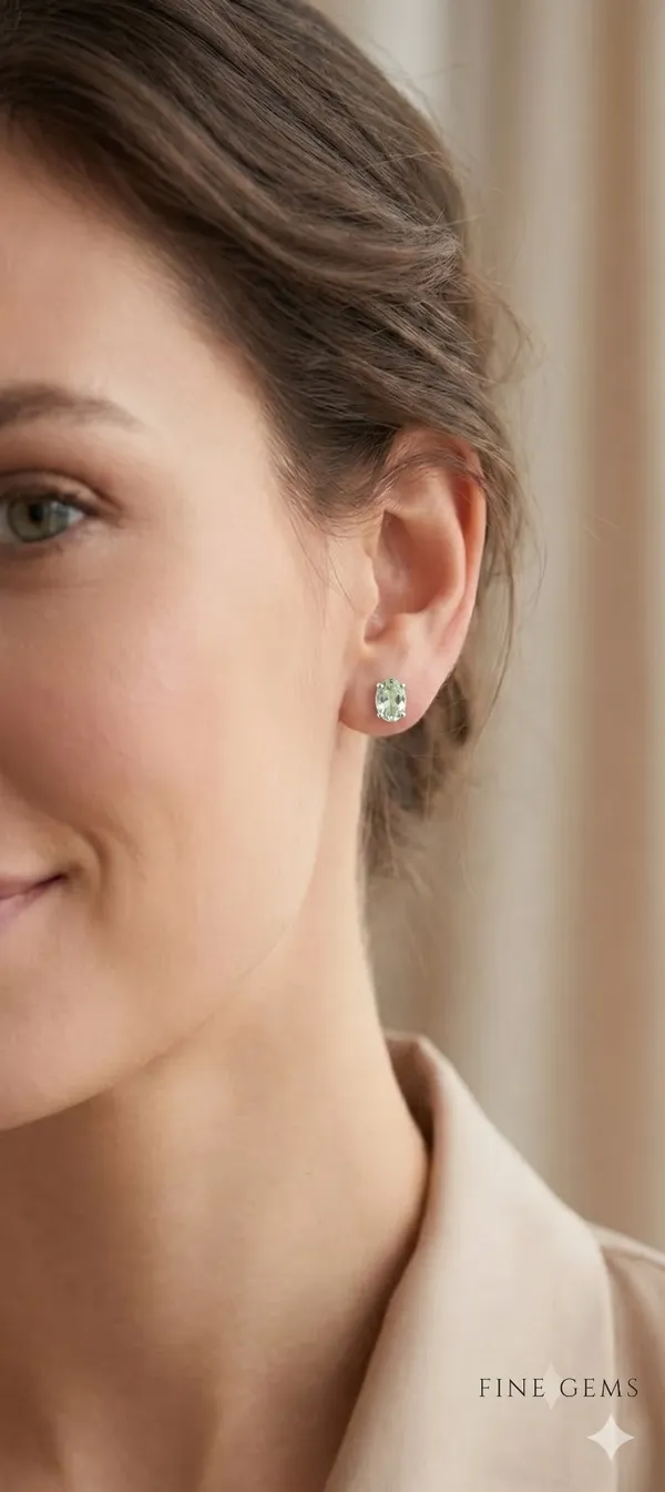 925_Silver_Jewellery_Green_Amethyst_Oval_shape_studs
