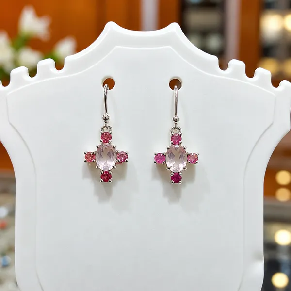 925_SILVER_JEWELLERY_ROSE_QUARTZ_RUBY_EARRINGS_-_MULTICOLOUR_2