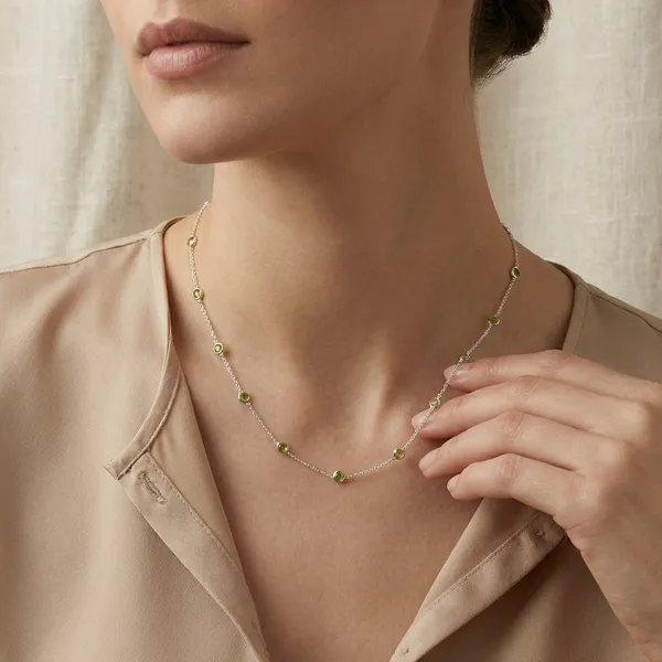 925_Silver_Jewellery_Green_Peridot_Silver_Chain_Necklace_For_Women