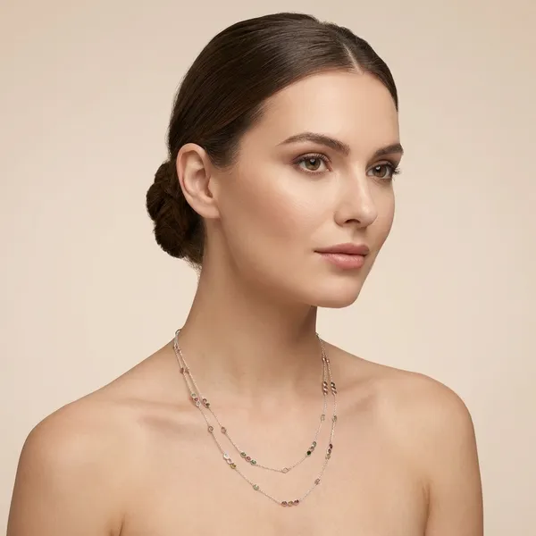 925_Silver_Jewellery_Multicolor_Tourmaline_Silver_Long_Chain_Necklace_Set_For_Women