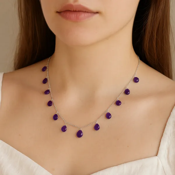 925_Silver_Jewellery_Purple_Amethyst_Stone_Drop_Necklace_For_Women