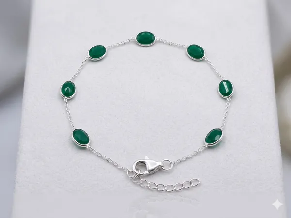 925_Silver_Jewellery_Green_onyex_Bracelet